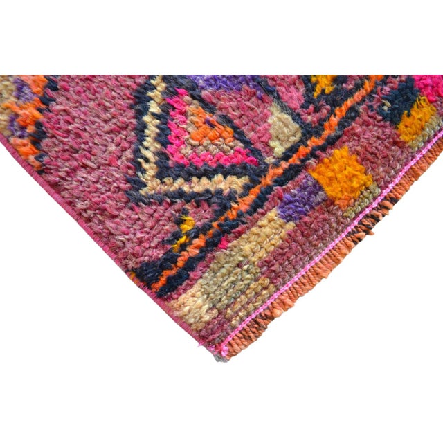 1960s Purple Hand-Knotted Runner Rug Pure Wool Turkish Hallway Decor For Sale - Image 10 of 11
