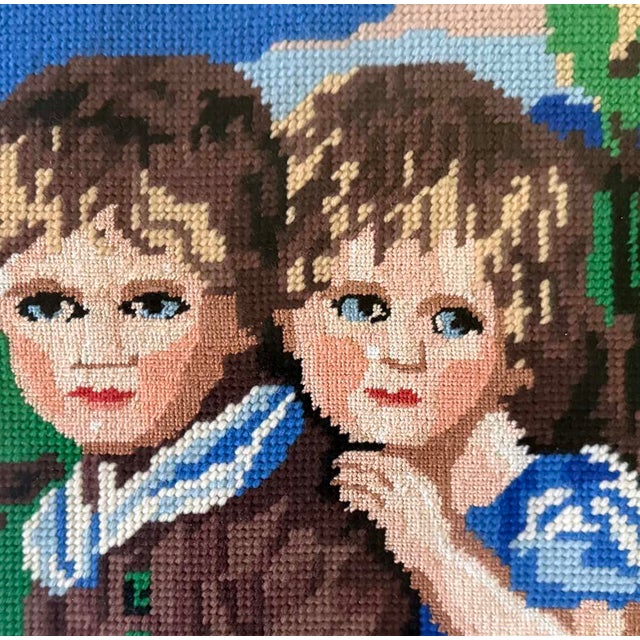 Vintage needlepoint hand stitched with wool and cotton threads. Faces, hands and arm are have been stitched smaller with...