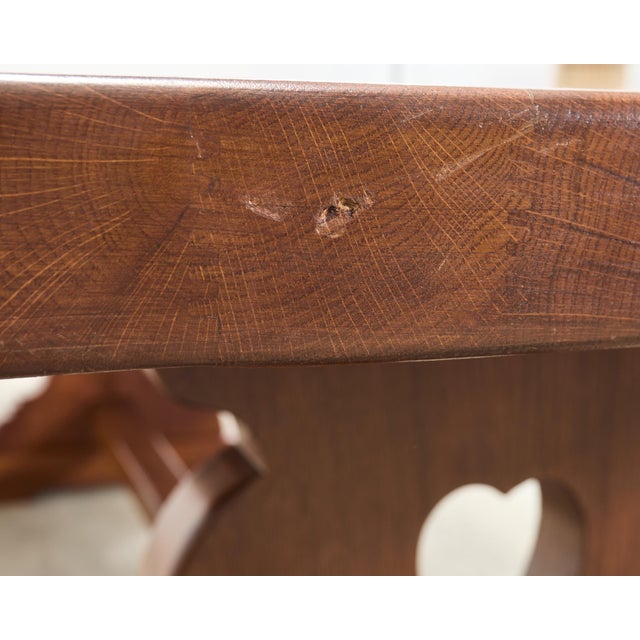 Country French Provincial Oak Trestle Farmhouse Dining Table 8 Ft For Sale - Image 17 of 18
