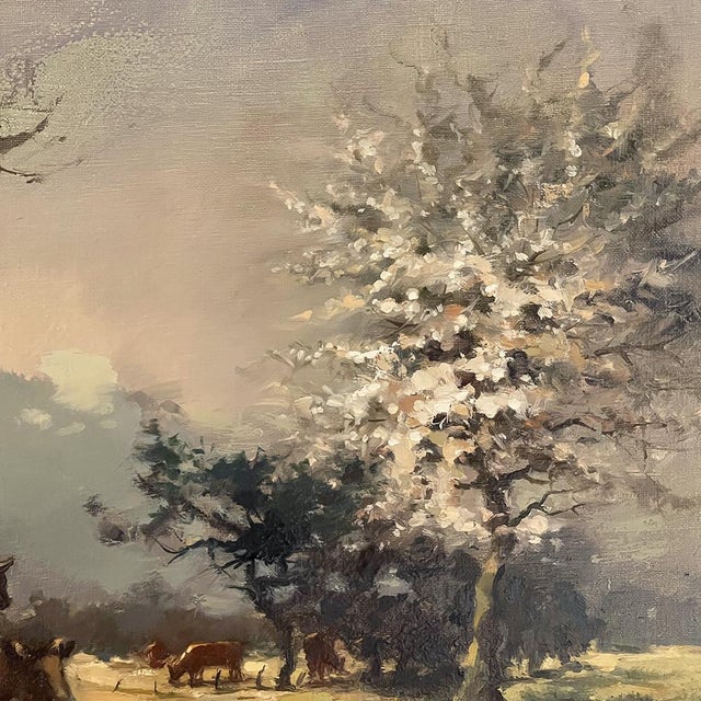 Framed Oil Painting on Canvas by E. Van Orden 'Spring Time Pastoral' For Sale - Image 12 of 16