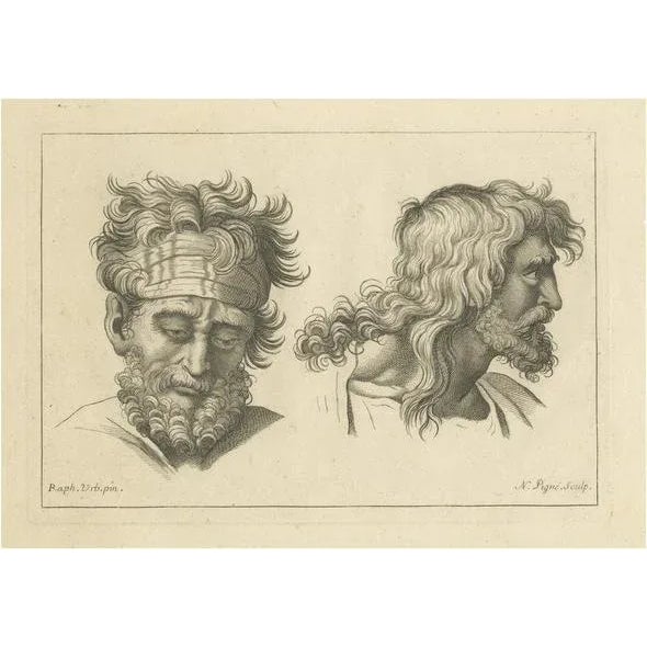 Pigné, Reflective Resilience: Profiles, 1740, Engraving For Sale - Image 6 of 6