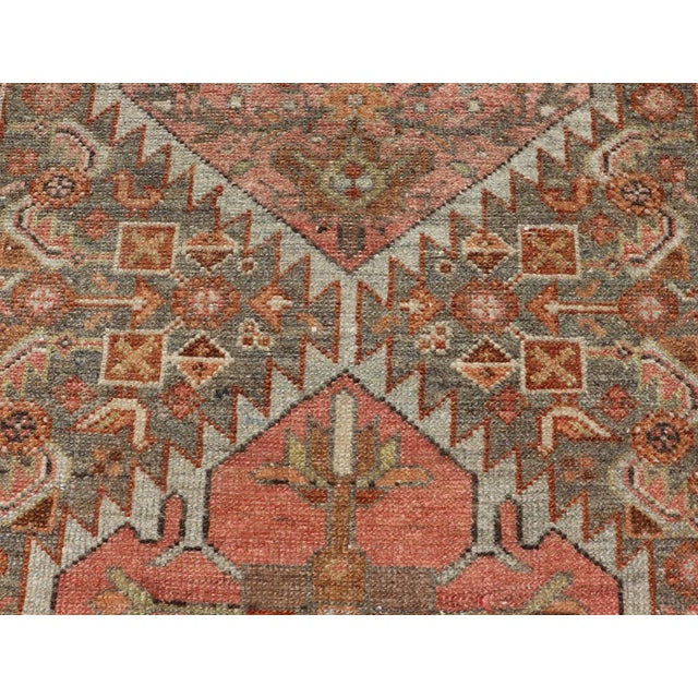 Antique Persian Hamedan in Rustic Earthy Tones With Tribal Medallions For Sale - Image 10 of 12
