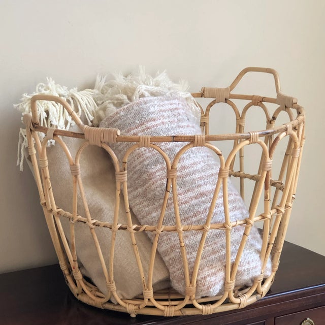 Boho Chic Boho Chic Natural Rattan Laundry / Storage Basket For Sale - Image 3 of 12