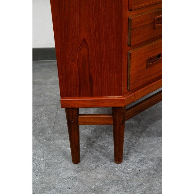 Mid Century Danish Modern Corner Cabinet Unit Teak MCM Denmark Large 3 Drawers For Sale - Image 10 of 12