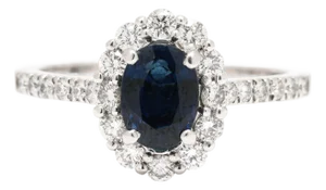 1.6ctw Diamond & Sapphire Cocktail Ring, 14k White Gold, Ring Size 6.75