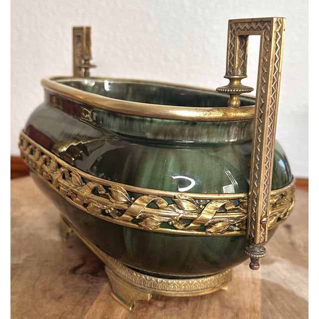 Green 1910s Paul Milet Sèvres Green Flambé Jardiniere With Neoclassical Ormolu Mounts For Sale - Image 8 of 12