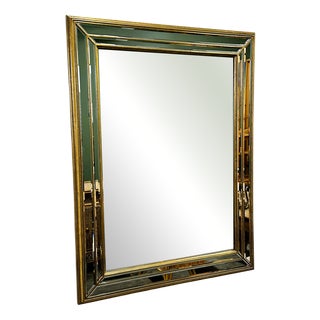 Vintage Large Facet Cut Mirror with Gilded Frame by Deknudt, 1970s For Sale