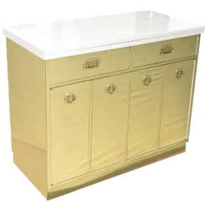 Vintage Mastercraft Labeled Brass and White Lacquered Wood Dry Bar or Cabinet With Flip Top