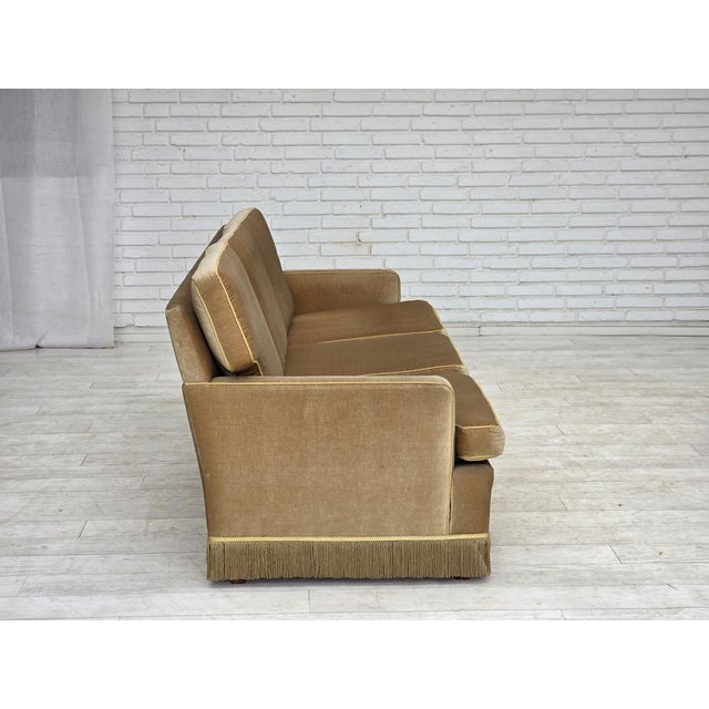 Danish 3-Seater Sofa in Honey Yellow Velour, 1970s For Sale - Image 6 of 17