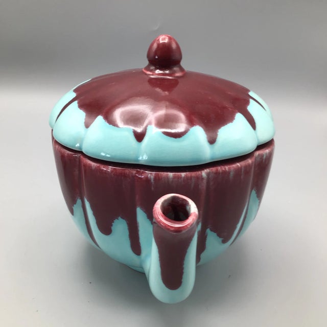 Ceramic Drip Tea Pot, Cups and Saucers, Plus Sugar Bowl by Allen’s of California - 12 Pieces For Sale - Image 7 of 13