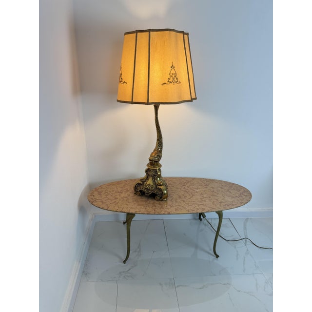 Rococo Large Rococo Revival Brass Table Lamp, 1950s For Sale - Image 3 of 17