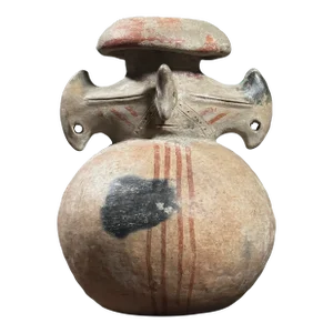 Antique Peruvian Polychrome Anthropomorphic Earthenware Vessel