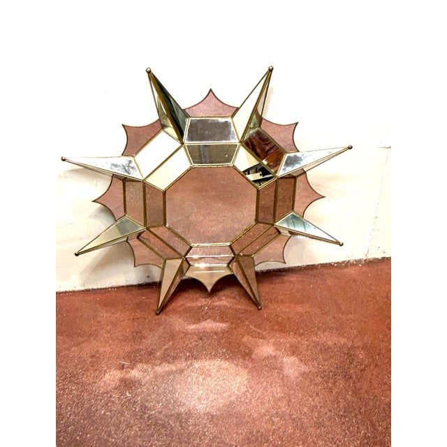 Mexican Modern Gilt Metal Sunburst Mirror Style of Sergio Bustamante, 1989 For Sale In Greensboro - Image 6 of 11