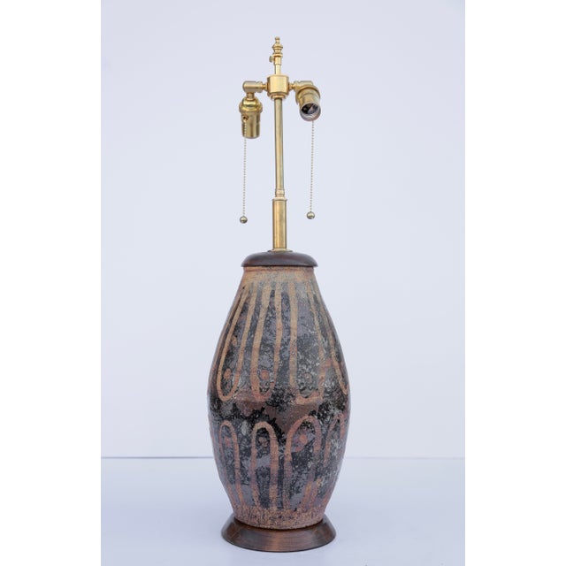 Arts & Crafts Hand Thrown Ceramic Table Lamp For Sale - Image 3 of 4