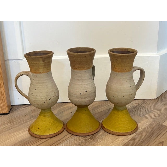 Mid 20th Century Mid-Century Modern Style Stoneware Goblets - Set of 3 For Sale In New York - Image 6 of 6