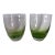Mid 20th Century Hand-Blown Green Art Glass Tumblers With Controlled Bubble Base - a Pair For Sale