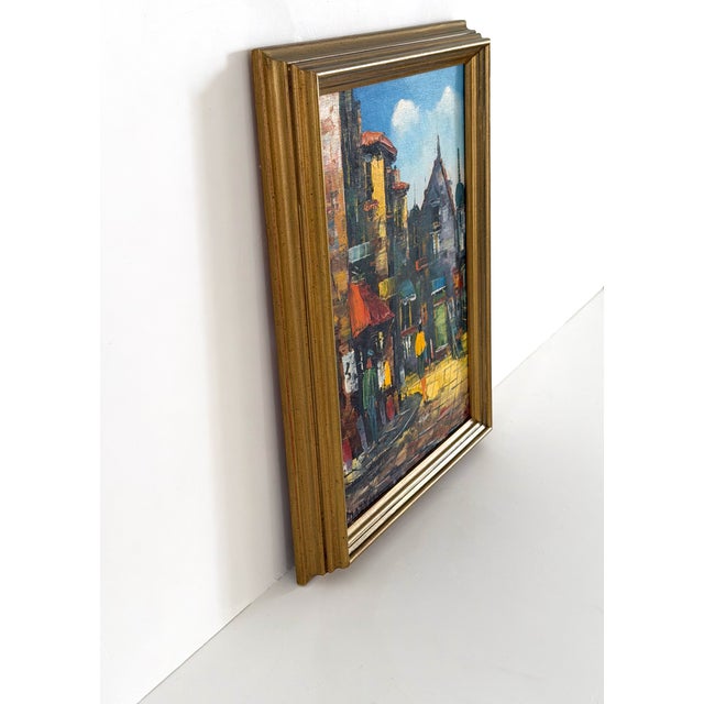 Vintage Italian Mid Century Street Scene Painting For Sale - Image 11 of 14