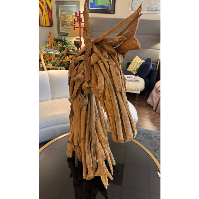 Large 42” Driftwood Horse Head Tabletop Sculpture For Sale In Houston - Image 6 of 11