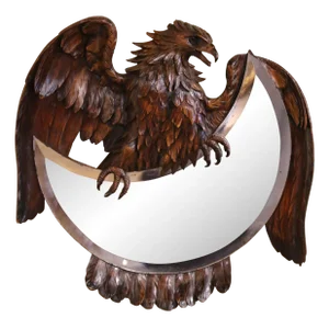 19th Century French Black Forest Carved Eagle Sculpture Wall Mirror