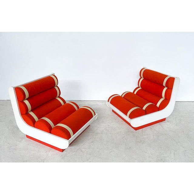 Red Set of Mid-Century Modern Italian Red Lounge Chairs, 1960s For Sale - Image 8 of 10