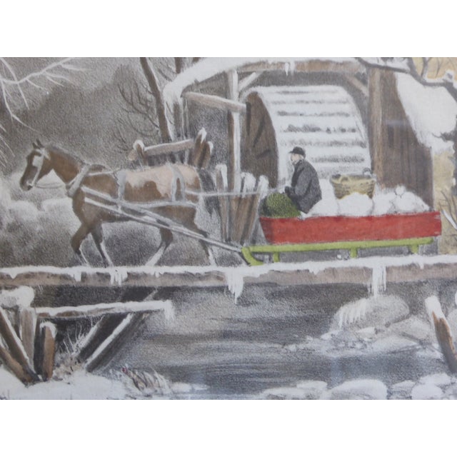 Late 19th Century Winter in the Country: The Old Grist Mill Print by Currier & Ives For Sale - Image 5 of 9
