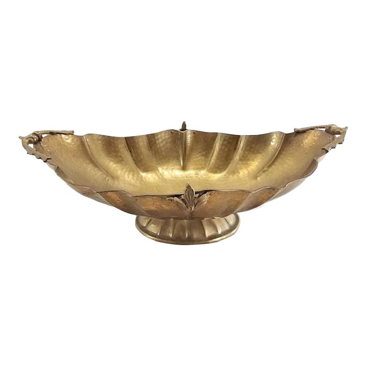 Large Vintage Hollywood Regency Style Brass Centerpiece Bowl With