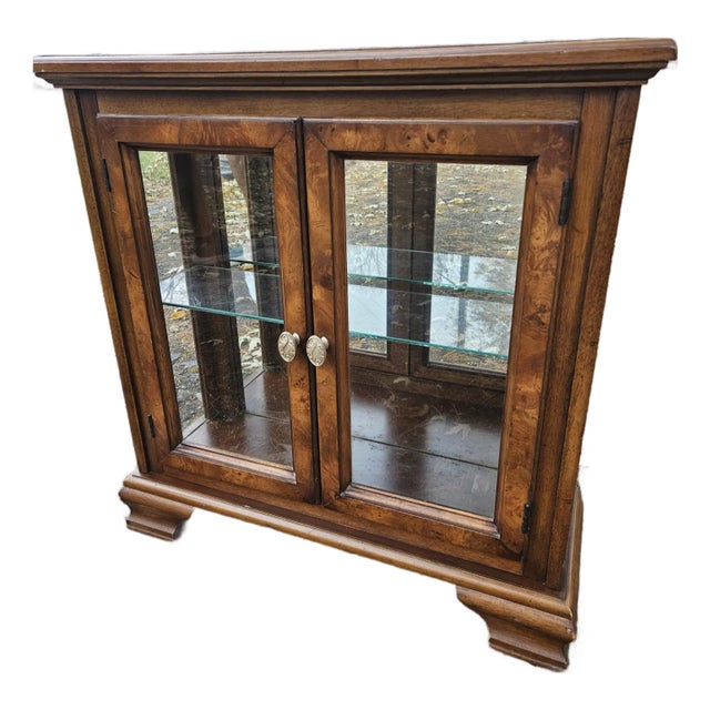 Lighted Vintage Two Door Curio/Console Cabinet For Sale