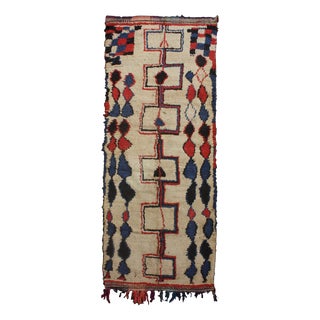 Vintage Moroccan Azilal Berber Rug in Natural Multicolored Wool For Sale