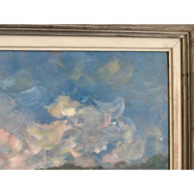 Blue Large Vintage Wpa Style Dock Scene Painting, Signed, Framed For Sale - Image 8 of 13