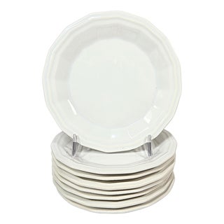 White Farmhouse Ironstone Dessert Plates- Set of Eight For Sale