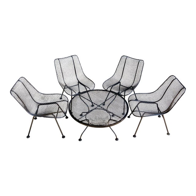 Woodard Sculptura Chairs & Coffee Table, Attributed, S/5 For Sale