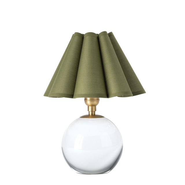 Regina Andrew Giorgio Crystal Mini Lamp, Natural Brass with Olive Scalloped Shade For Sale In Detroit - Image 6 of 6