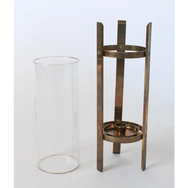 Mid 20th Century Vintage Brass & Glass Candle Holder For Sale - Image 5 of 10