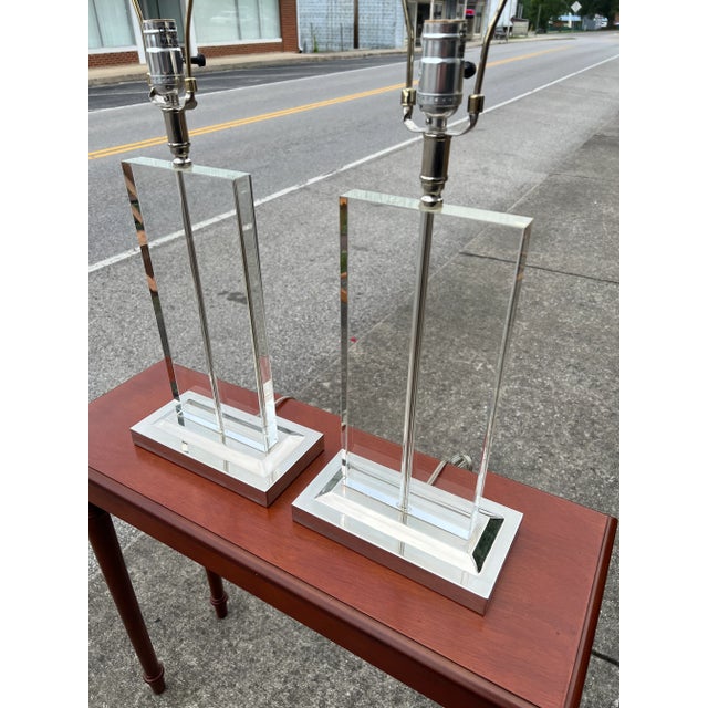 1980s 1980s Mid-Century Modern Glass Lamps - a Pair For Sale - Image 5 of 7