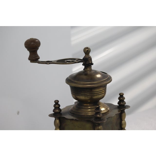 1950s Brass Coffee Grinder with Handle Daisy Decor, 1950s For Sale - Image 5 of 13