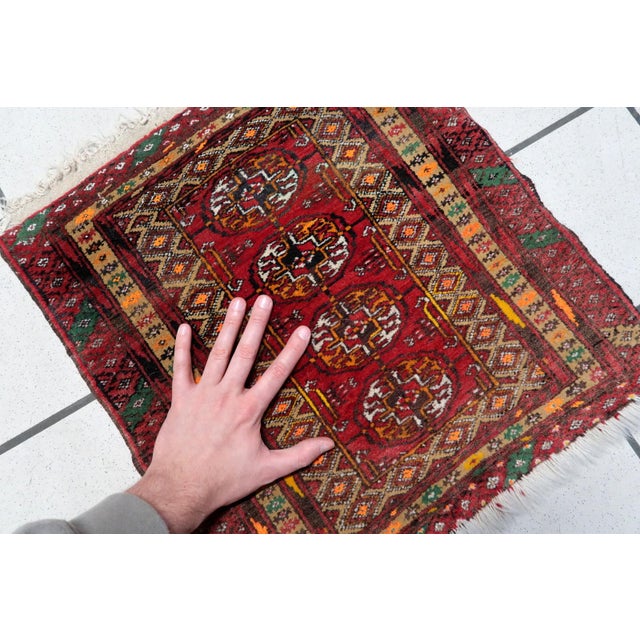 Islamic 1960s, Handmade Vintage Afghan Ersari Mat 1.5' X 1.6' For Sale - Image 3 of 11