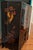 This is a vintage Chinese Chinoiserie black lacquer armoire cabinet, likely produced in the mid-to-late 20th century...