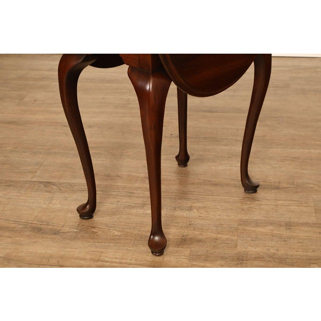 Ethan Allen Georgian Court Queen Anne Style Cherry Drop Leaf Side Table For Sale - Image 14 of 18