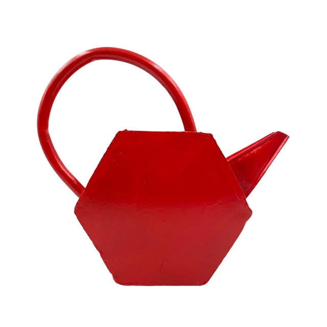 Metal 1940s Modernist Red Watering Can, France For Sale - Image 7 of 11