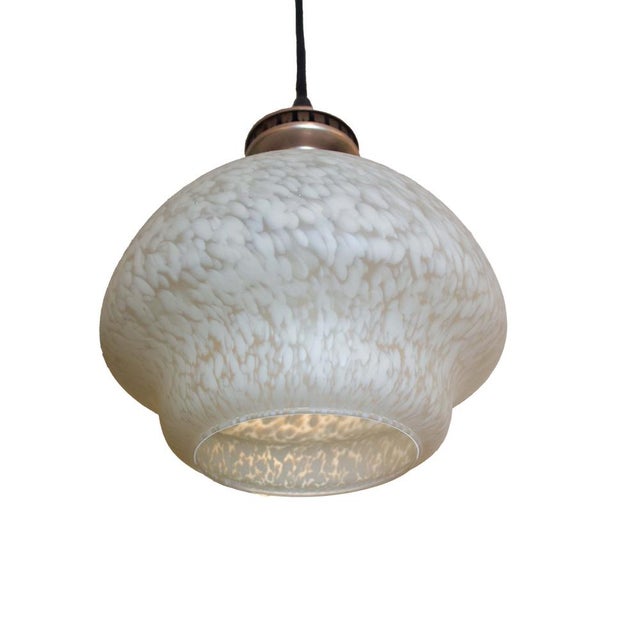 1960's ceiling pendant lamp with a white speckled Murano glass shade. Up to 250V (Europe/UK Standard).The wiring of this...