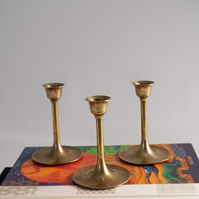 Mid Century Modern Brass Candlestick Holders Set of 3 Chairish