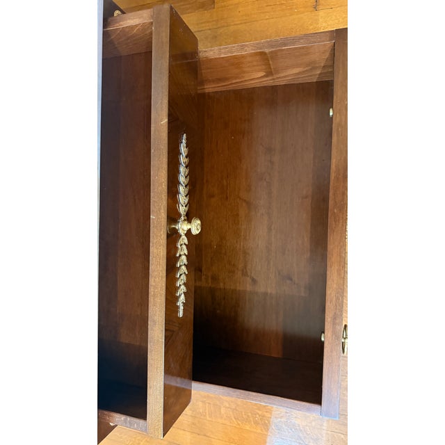 Late 20th Century Pair of Colombo Mobili Italian Empire Plume Walnut & Pink Marble Nightstands For Sale - Image 16 of 18