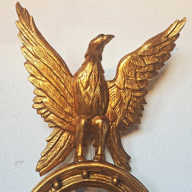 Gilded Wooden Wall Mirror with Eagle Motif For Sale - Image 3 of 5