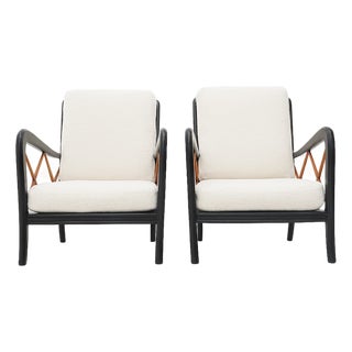 Vintage Lounge Chairs with Wooden Frame, 1940s, Set of 2 For Sale