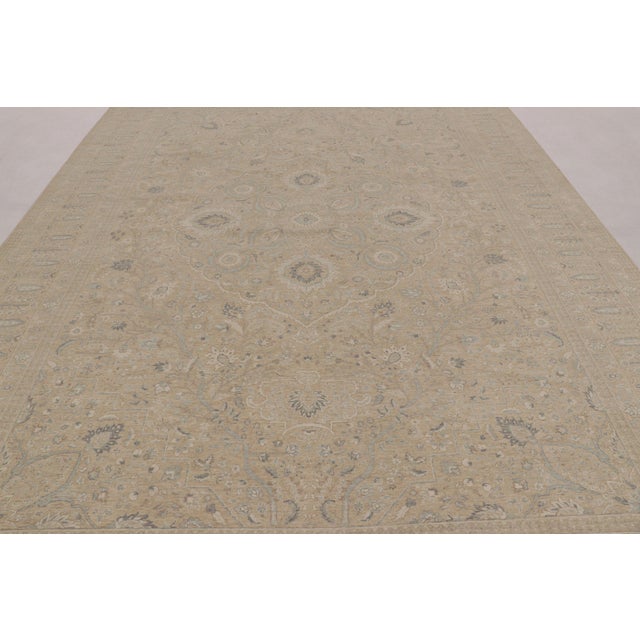 Rug & Kilim Rug & Kilim’s Oushak-Inspired Rug, Creamy Beige With Blue Floral Patterns For Sale - Image 4 of 10
