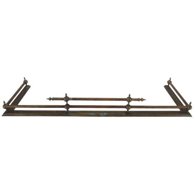 Mid-Century French Brass Fireplace Fender For Sale