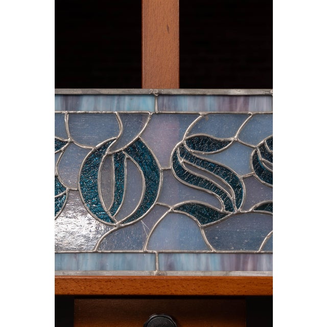 Art Nouveau Antique "Goss" Stained Glass Transom Panel For Sale - Image 3 of 7