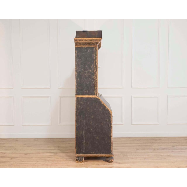 Baroque Secretary with Black Exterior and Blue Interior, Circa 1760 For Sale In Atlanta - Image 6 of 16