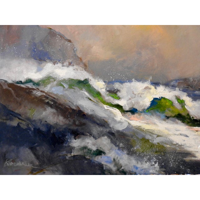 White Painting of Ocean Tides Colliding, Kinetic, Cobalt, Water, Vetiver - "Aqua Break" For Sale - Image 8 of 10