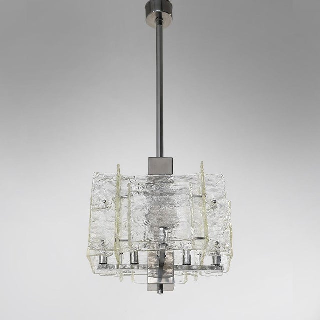 Vintage Chandelier in Chromed Metal and Glass, 1970s For Sale - Image 4 of 16